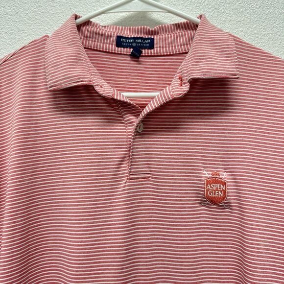 Peter Millar Crown Crafted Large Polo Orange White Stripe Aspen Glen - Picture 1 of 5